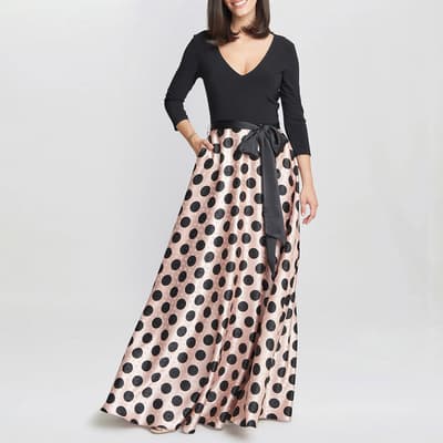 Black Esther Printed Satin Dress