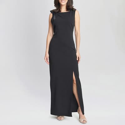 Black Merle Bow Shoulder Maxi Dress