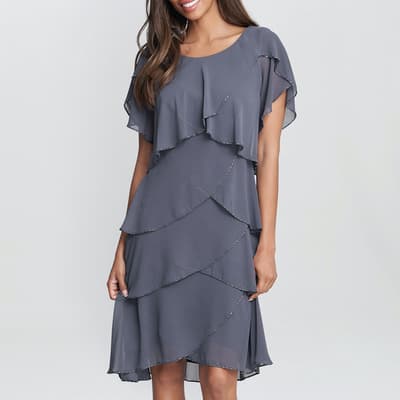 Grey Trysta Bugl Tiered Cocktail Dress