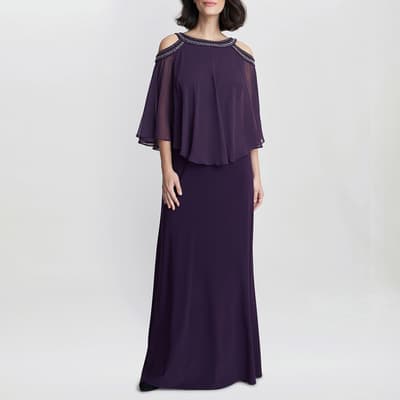 Purple Audrey Cold Shoulder Popover Gown