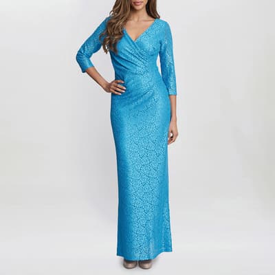 Blue Fearne Lace Wrap Maxi Dress