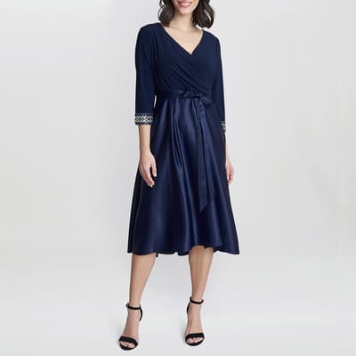 Navy Doris Petite Midi Dress