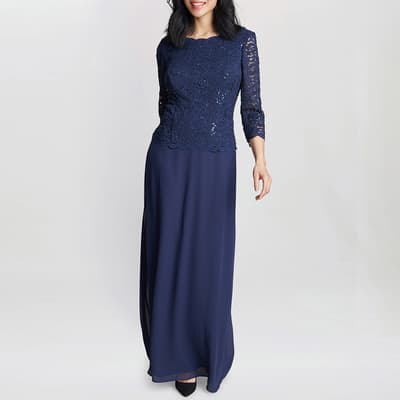 Navy Virginia Maxi Lace Dress