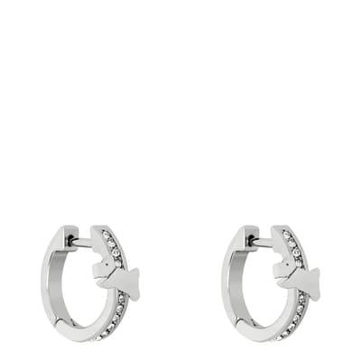 Silver Tone Crystal Hoop Earrings