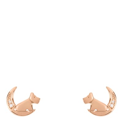 Dog In Moon Earrings With Diamonds