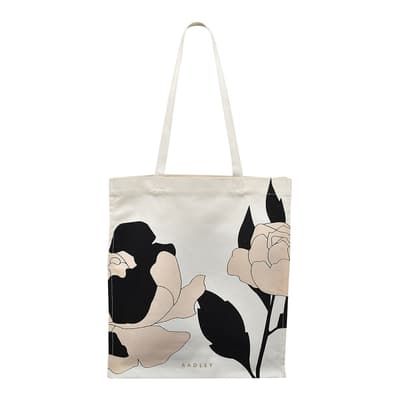 Natural Mono Rose Medium Open Top Tote