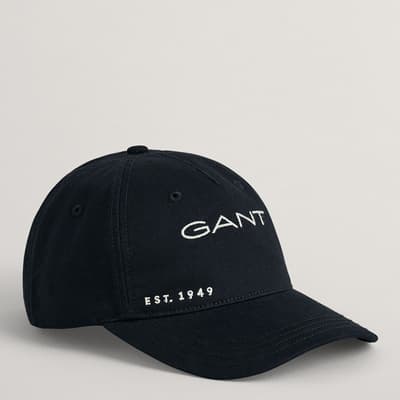 Black Graphic Cotton Curved Twill Cap