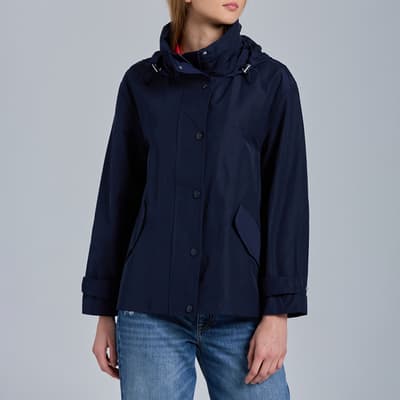 Navy Short Wind Hooded Jacket