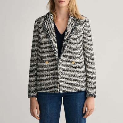 Cream Tweed Wool Blend Blazer