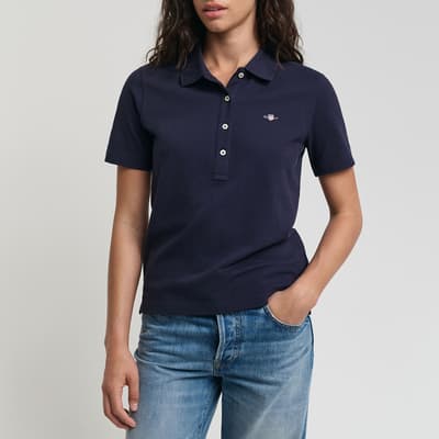 Navy Archive Shield Cotton Polo Shirt