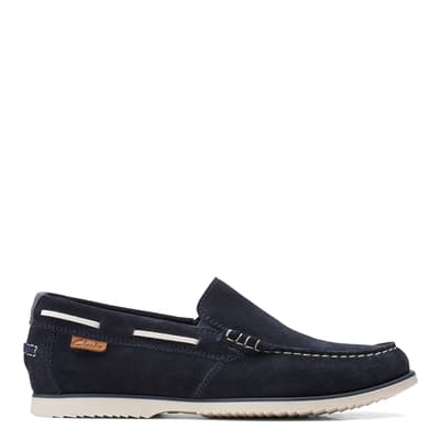 Men's Navy Noonan Step Suede Boat Shoes