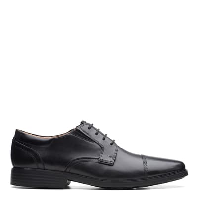 Men's Black Clarkslite Cap Leather Oxford Shoes