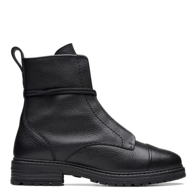 Women's Black Leather Rixley Lace Ankle Boots