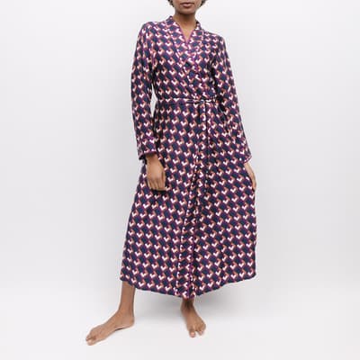 Navy Southbank Geo Print Dressing Gown