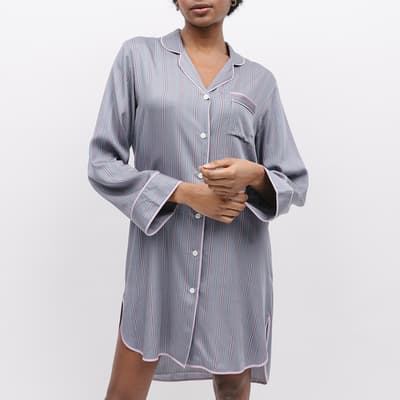 Grey Highgate Printed Stripe Nightshirt