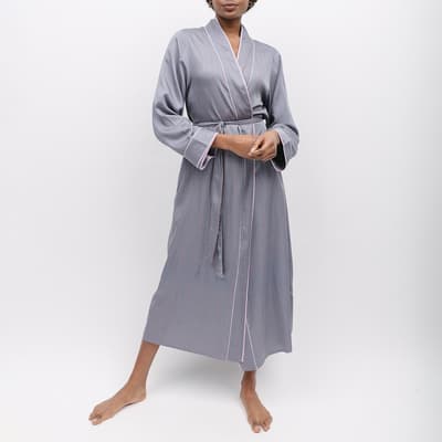 Grey Highgate Printed Stripe Long Dressing Gown