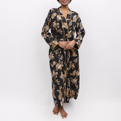 Black Brixton Floral Print Dressing Gown