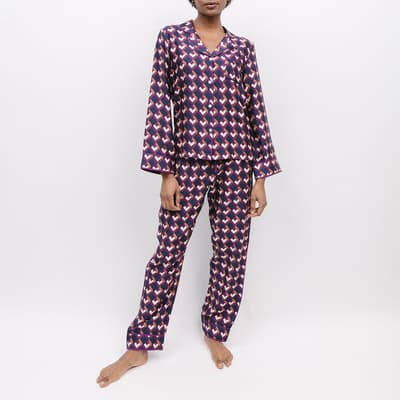 Navy Southbank Geo Print Pyjama Set