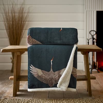 Stork Throw 140x180cm, Blue