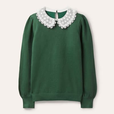 Palm Leaf Woven Collar Jumper