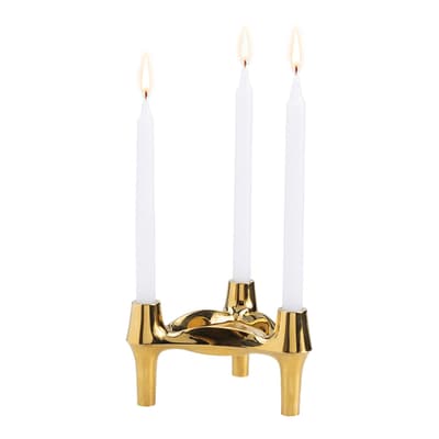 Triangular Candle Holder, Polished Brass