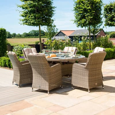 SAVE  £790 - Winchester 6 Seat Oval Fire Pit Dining Set with Venice Chairs