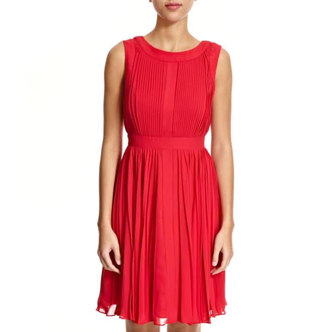 Adrianna Papell Red Pleated Fit & Flare Dress