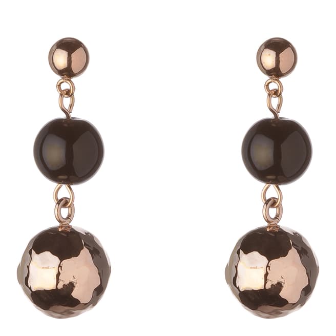 Chloe Collection by Liv Oliver Rose Gold/ Black Drop Earrings