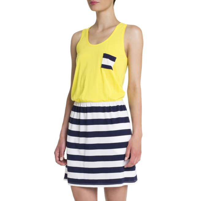 Petit Bateau Yellow/Navy Stripe Contrast Cotton Dress