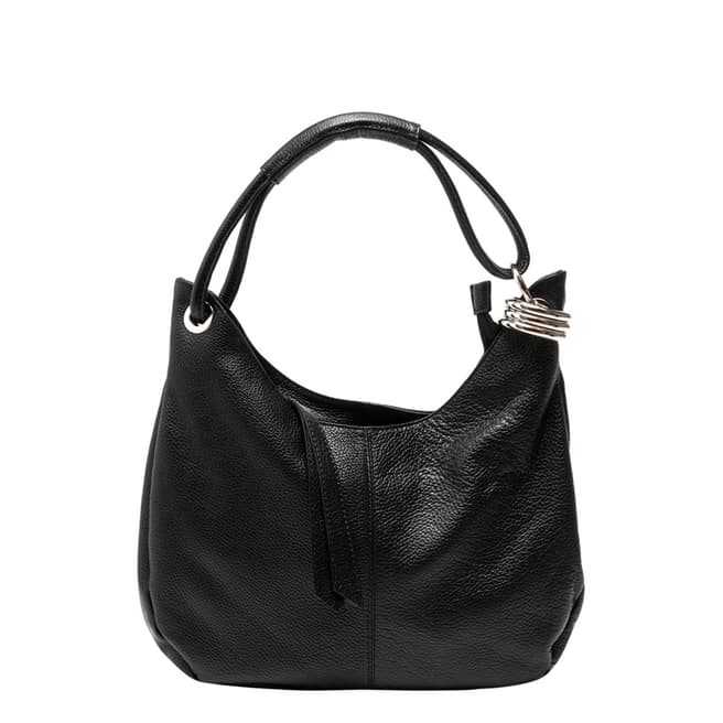 Carla Ferreri Black Leather Hobo Bag