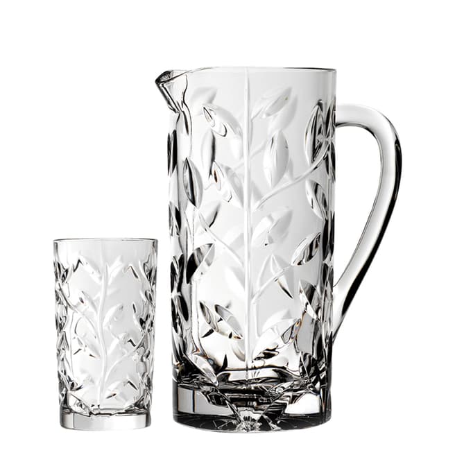 RCR Crystal Set of 7 Clear Laurus Glass/Jug Set