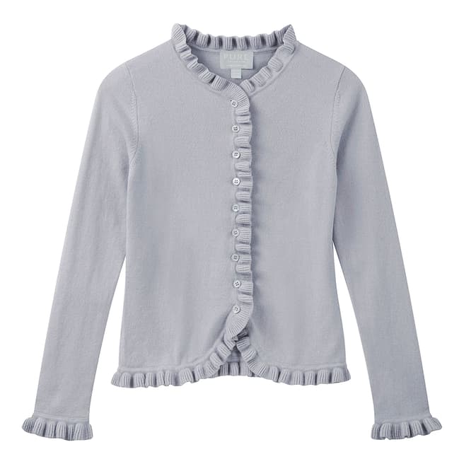 Pure Collection Grey Cashmere Ruffled Cardigan