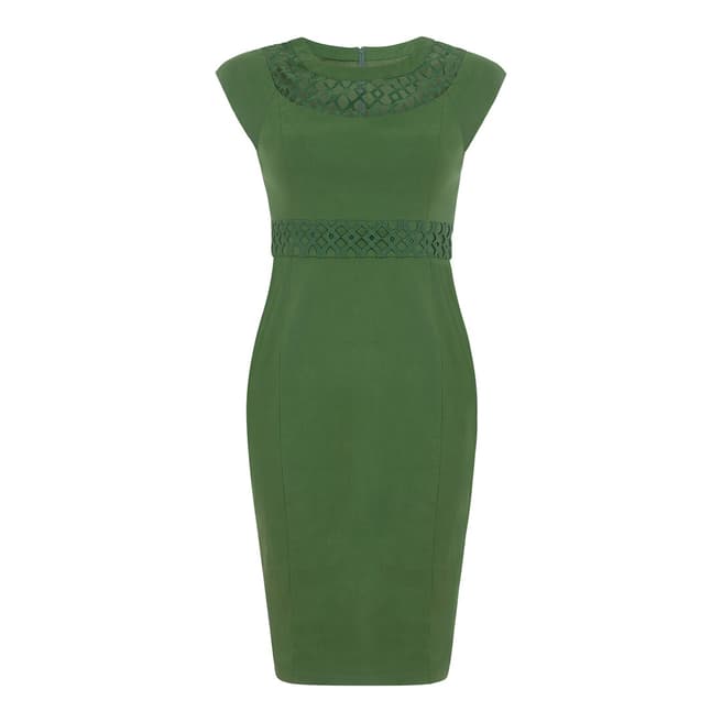 Fever Green Roma Lattice Stretch Dress