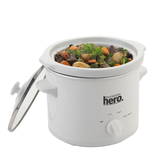 Salter White Ceramic Round Slow Cooker 1.8L