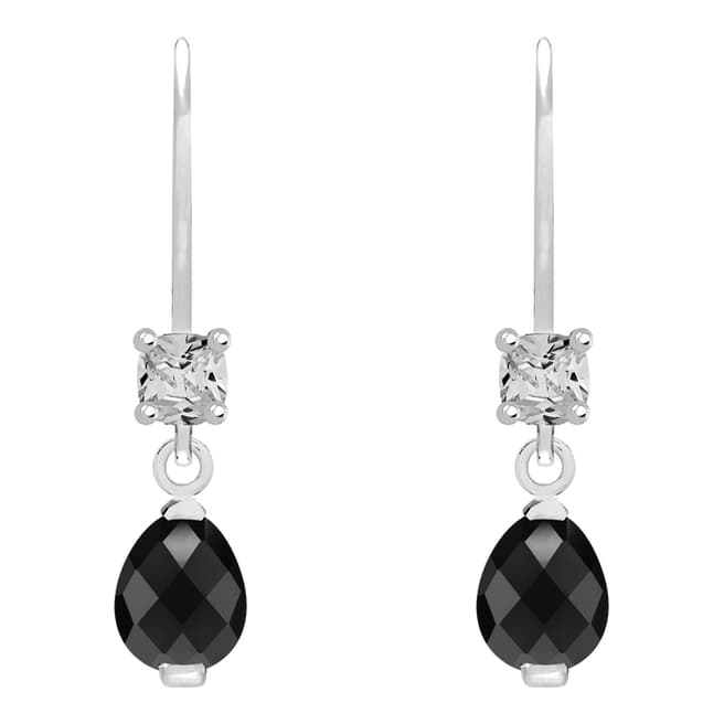 Ponte Povello Silver/Black Crystal Drop Earrings