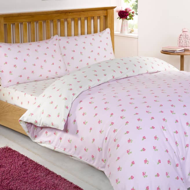 Cascade Pink Ditsy Floral Brushed Cotton Kingsize Duvet Cover Set