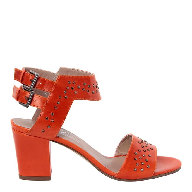 Eye Red Leather Studded Sandals Heel 7.5cm