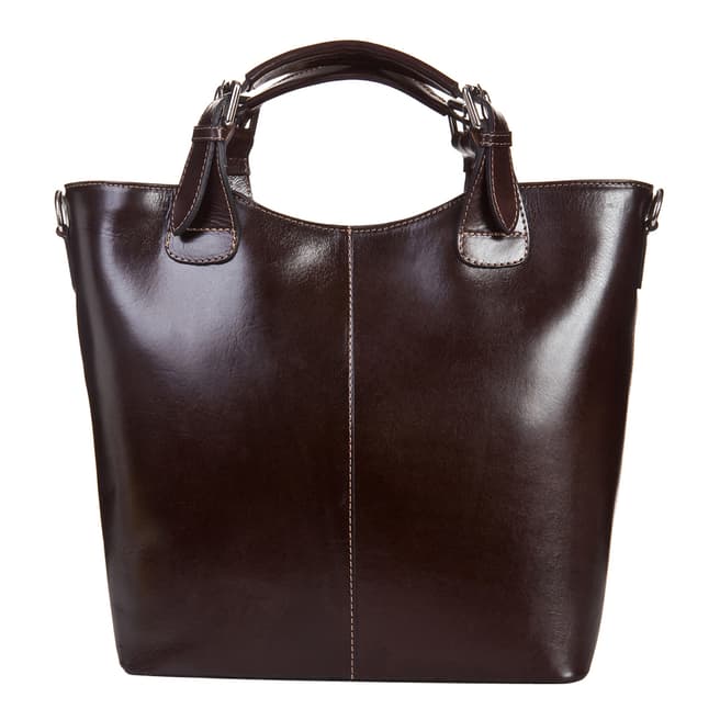 Massimo Castelli Dark Brown Leather Top Handle Bag