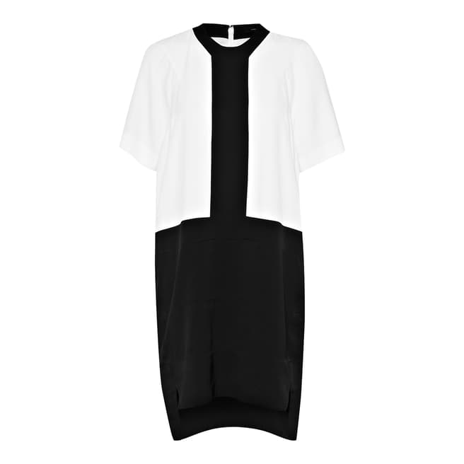 French Connection White/Black Drop Waist Dress