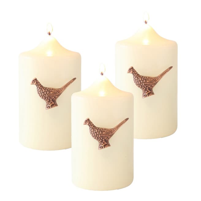 Culinary Concepts Set of Three Rose Gold Pheasant Candle Pins 