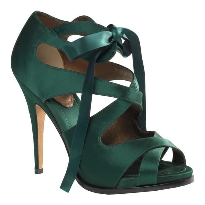 Leon Max Collection Dark Green Satin Evelyn High Heels 13cm