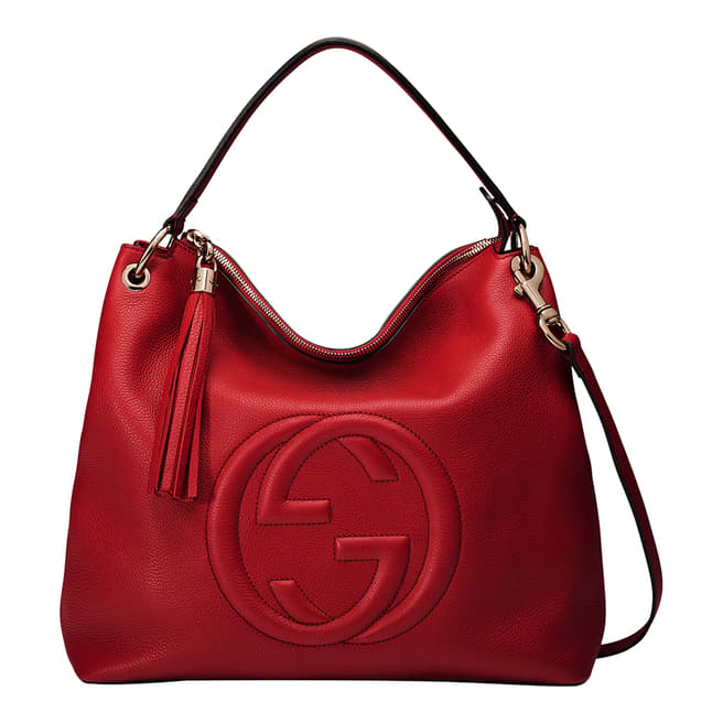 Gucci Red Leather Soho Large Hobo Bag