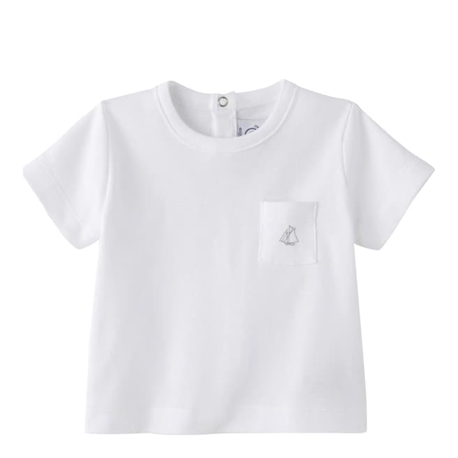 Petit Bateau Baby Boy's White Plain Cotton T-Shirt