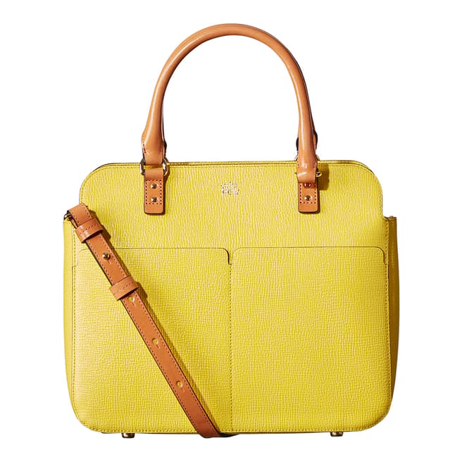 Orla Kiely Yellow/Tan Leather Scallop Pocket Jeanie Bag