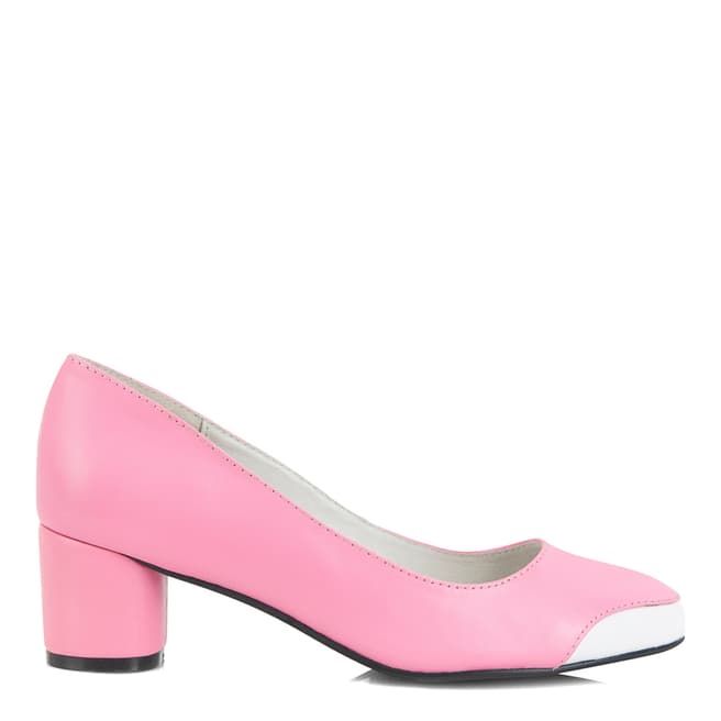 Yull Pink Leather Bloomsbury Block Shoes Heel 3.8cm