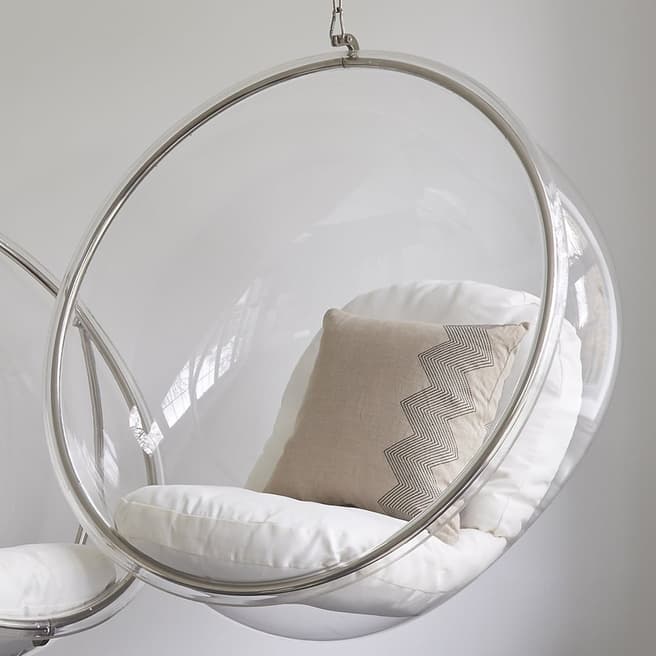 Wallace Sacks Ivory/Clear Hanging Bubble Inspired Chair and Chain