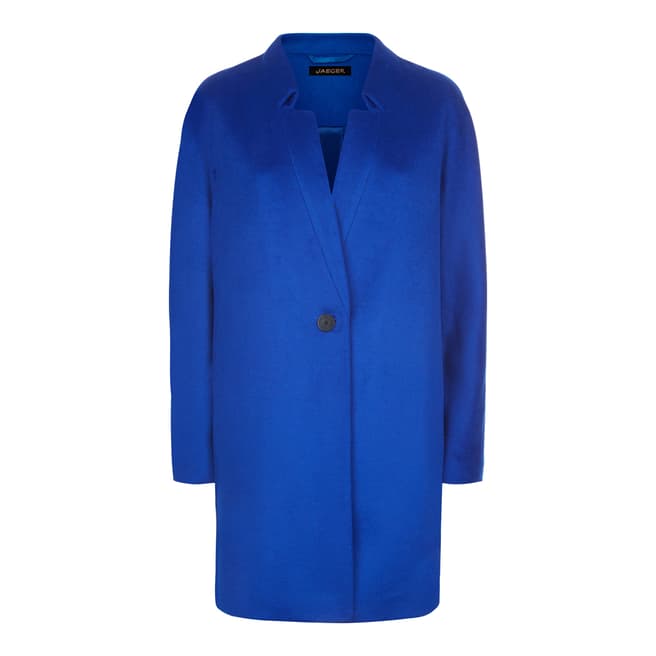 Jaeger Blue Folded Lapel Wool Coat