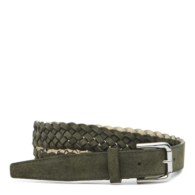 Reiss Sage Green Giro Leather Belt