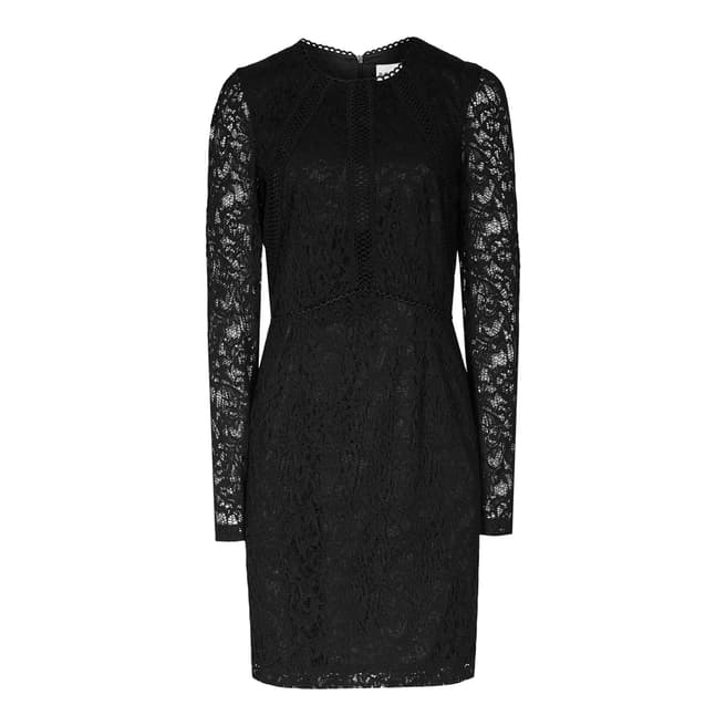 Reiss Black Prim Long Sleeve Lace Dress