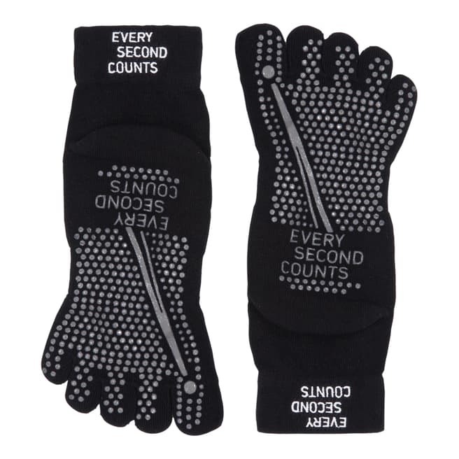 Every Second Counts Women's Black Get A Grip Toe Socks